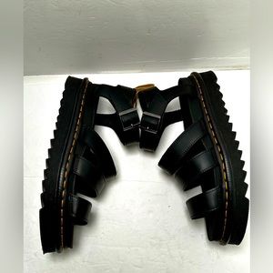 Dr Martens Blaire Women Flex Gladiator Sandals Vegan Black Open Platform